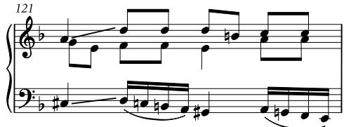 Example 4 Contrapunctus 8, bar 121