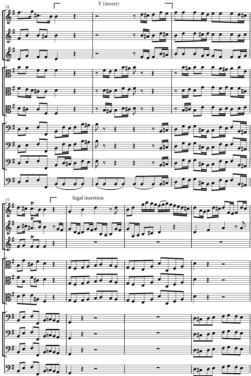 Example 3c ‘Brandenburg’ Concerto No. 3, BWV1048/i, bars 74–80
