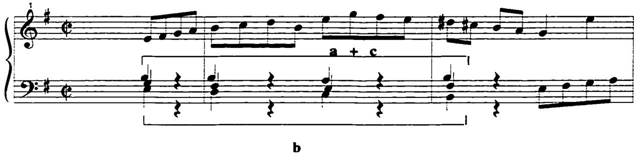 Example 21: The combination of the basic motives, Air, mm. 1-2.