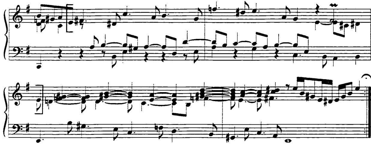 Example 39: The use of original subject for the closure of the movement, Gigue, mm. 49-52.