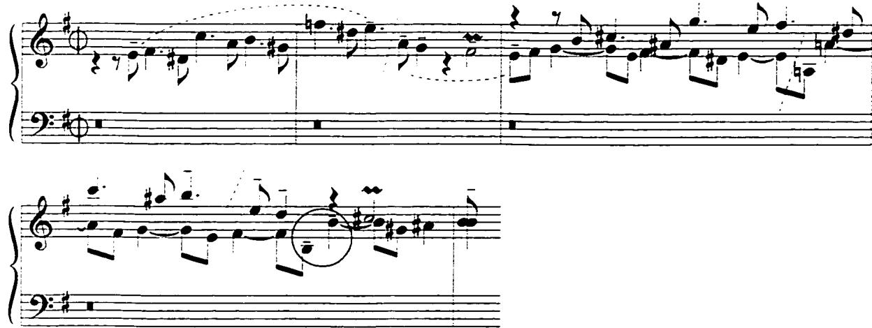 Example 63: Gigue, mm. 1-5.