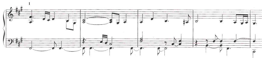 Example 4.1.6. Denis Gaultier, Tombeau de Mademoiselle Gaultier. (a) bars 1-5.；Example 4.1.7. Louis Couperin, Pavane in F# minor. (a) Part I, bars 1-4.