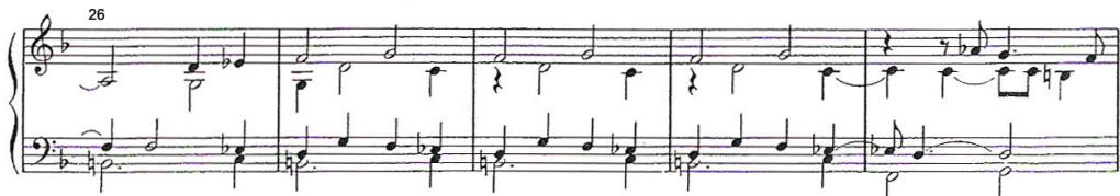 Example 4.1.10. (a) L. Couperin, Tombeau, bars 26-30.