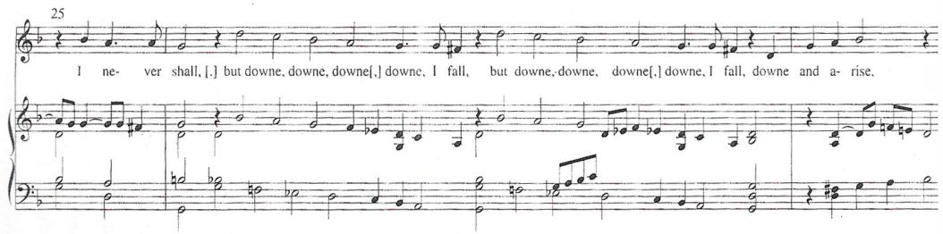 Example 4.2.3. John Dowland, Sorrow, sorrow stay, from Second Book of Songs, no. 3, (a) bars 25-28.