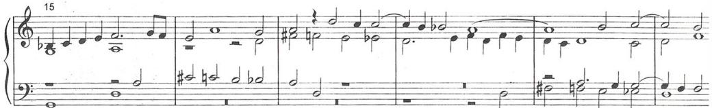 Example 4.2.6. (a) Frescobaldi, Toccata Cromatica per l’Elevatione, from the Messa della Domenica, Fiori musicali, bars 15-20.