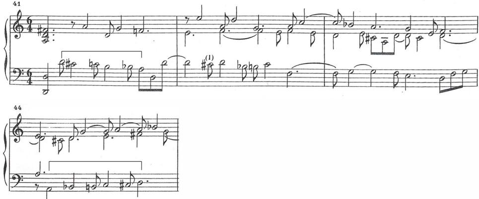 Example 4.2.9. (a) Froberger, Toccata II, from Libro secondo (1649), bars 41-44.