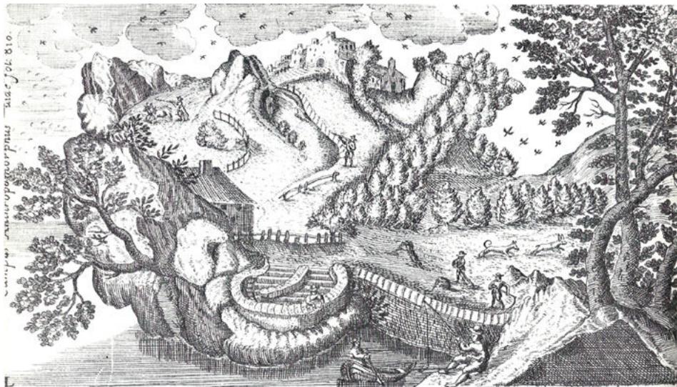 Figure 4.3.1. Athanasius Kircher, Campus anthropomorphus of Cardinal Montalti’s Roman Garden, from Ars magna lucis et umbrae (Rome, 1646).