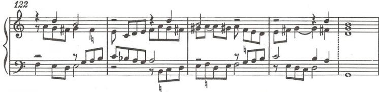 (b) bars 122-126.；(c) bars 59-68.
