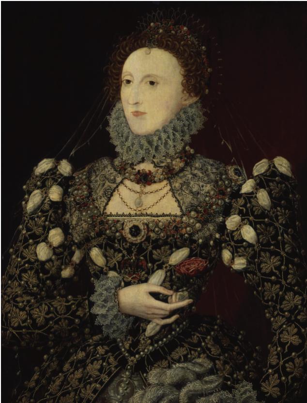 Fig. 4 Nicholas Hilliard (attrib.), Queen Elizabeth I, 1575, oil on panel, approx. 787 mm ¥ 610 mm (© Nationa Portrait Gallery, London)