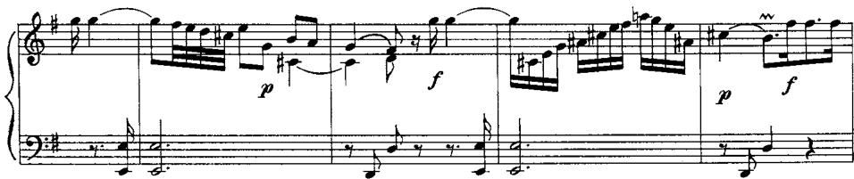 Ex.1o. C. P. E. Bach, Sonata in G Minor, H.47 $( \mathbf { w } . 6 5 / \mathbf { \mathrm { 1 7 } } )$ , mvt.2, mm.9–17.