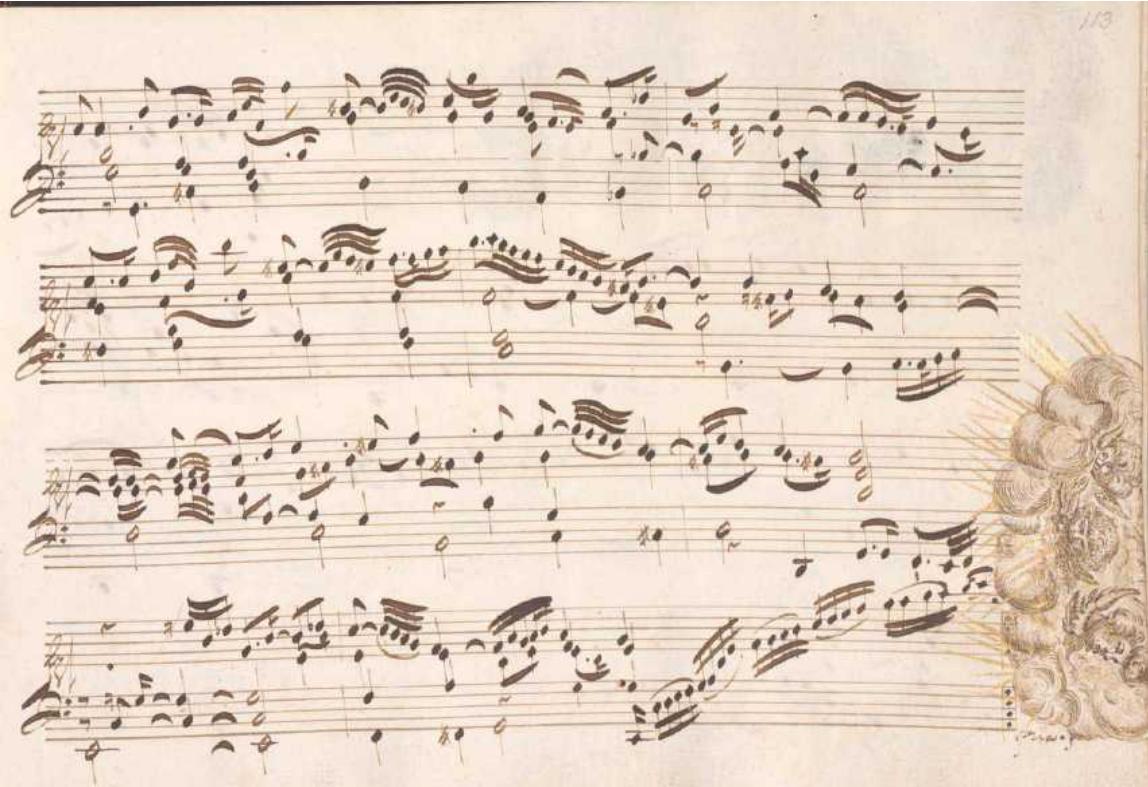 Example 10. Suite 12, Lamento (allemande), end, from autograph manuscript of 1649, A Wn 18707