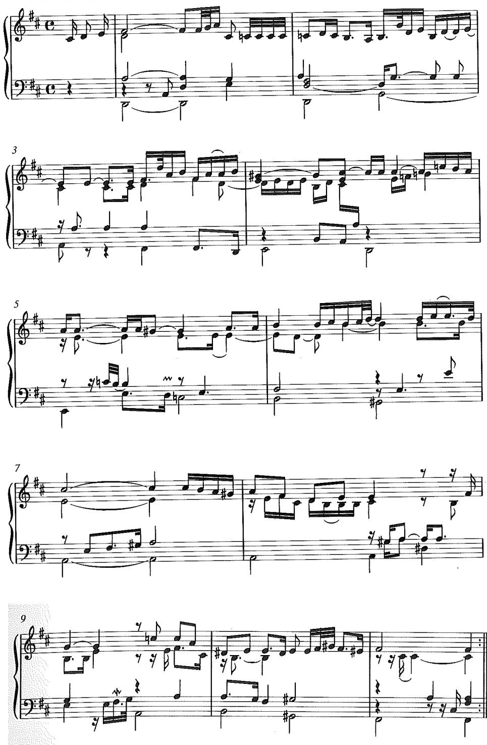 Es. 6: J. J. Froberger, Suite XX, Allemande, miss. 1-12.