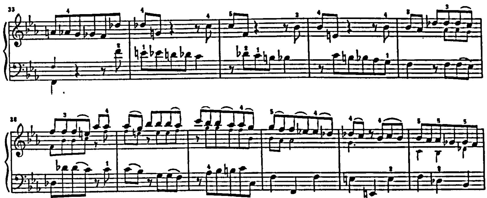 Example 35. BWV 992: Capriccio sopra la lontananza del suo fratro dilettissimo (bars 33-43) $^{147}$