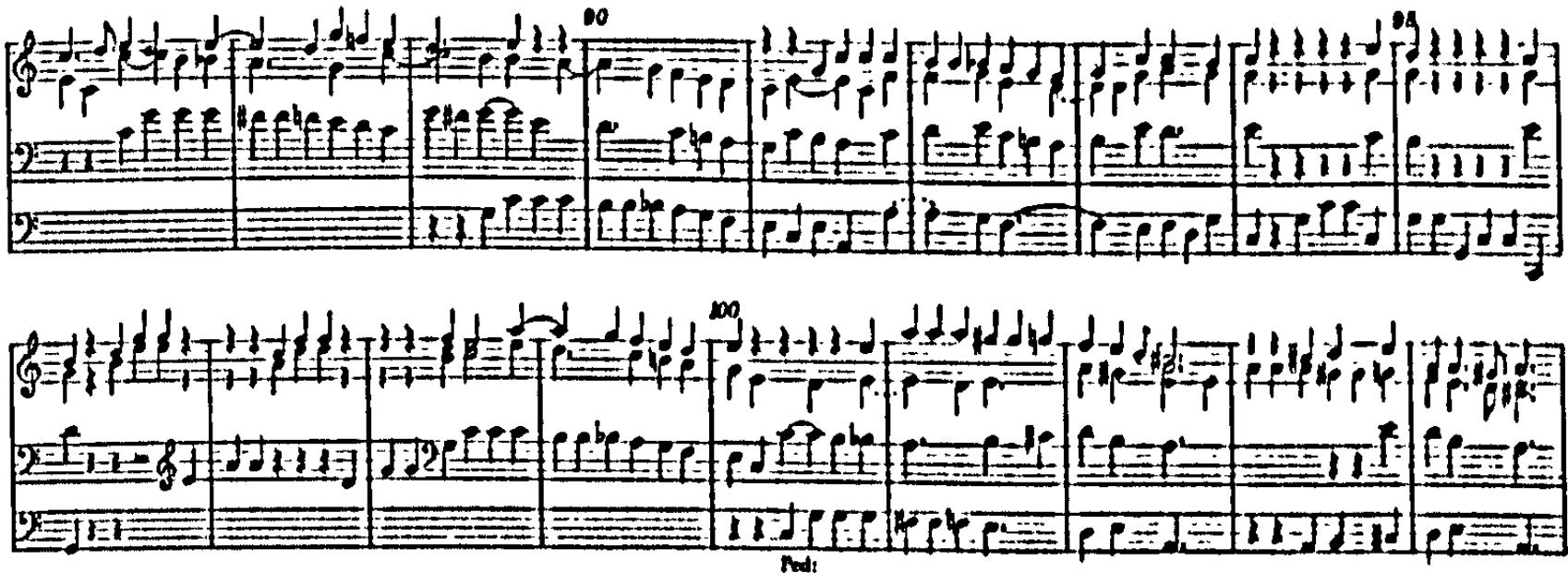 Example 53. BuxWV 153: confirmatio and amplificatio (bars 87-104)