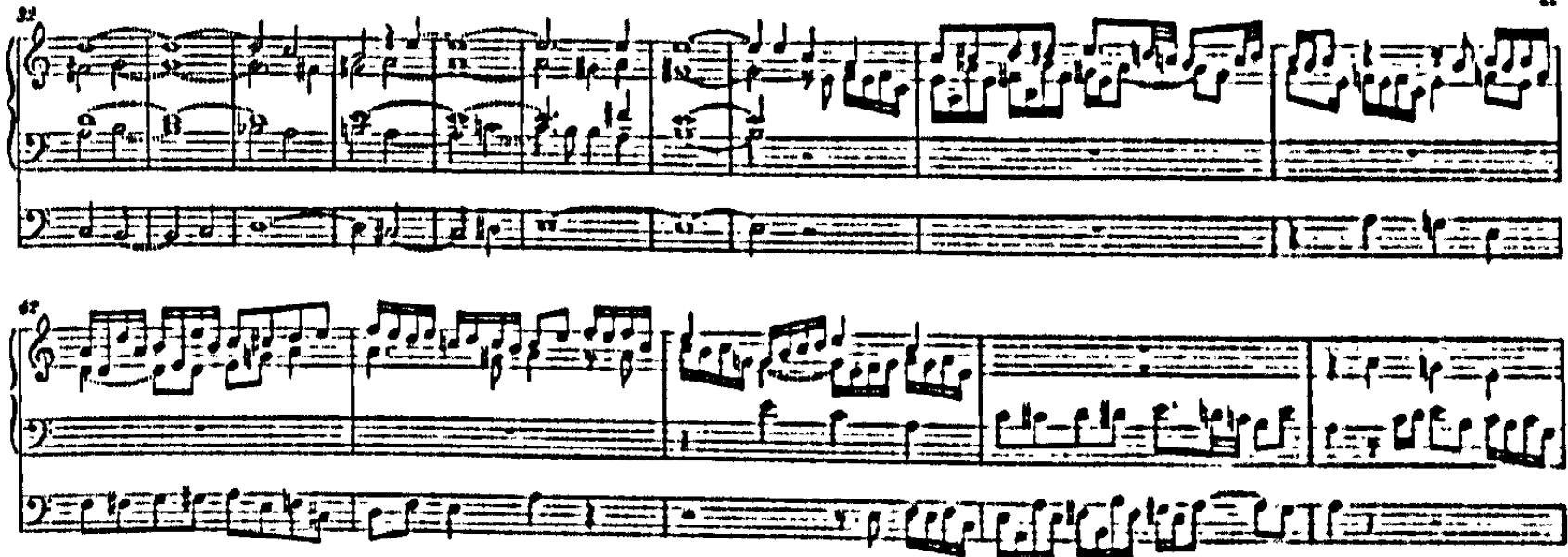 Example 62. BWV 551: digressio and confirmatio (bars 32-46)
