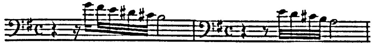 Example 92b. N. Bruhns: internal peroratio: tirata figures (bars 84 and 89)
