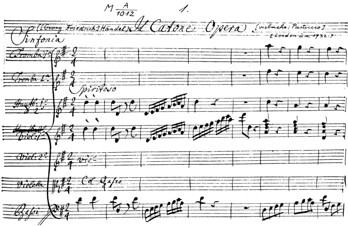 3 Handel, Catone (1732), opening