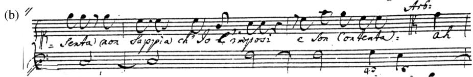 6 (a) Leo, Catone in Utica, p.21, stave 8; (b) Handel, Catone, p. 20, stave 2