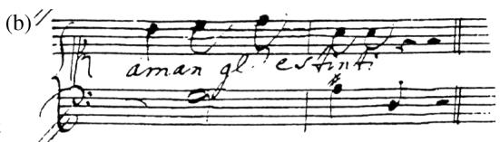 9 (a) Leo, Catone in Utica, p.45, stave 8; (b) Handel, Catone, p. 42, stave 4