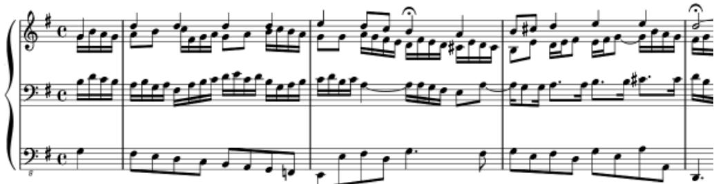 Fig. 4. Anabasis-catabasis trough transitus to bass and superjectio to tenor (Lobt Gott, Ihr Christen allzugleich)