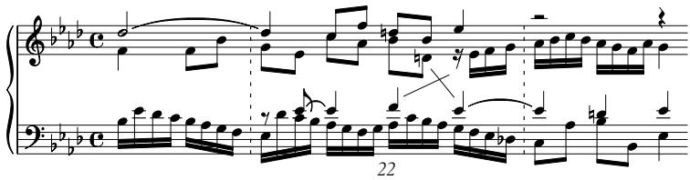 Example 17；will meet several of these family members: the Fughetta in C, BWV 952, the G-Minor Gigue, and the Fugue in B-flat Major from book 2 of the WTC.