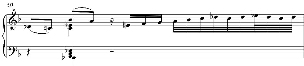 Exemplo 8: entrada do Rezitativ, c. 49 e 50.