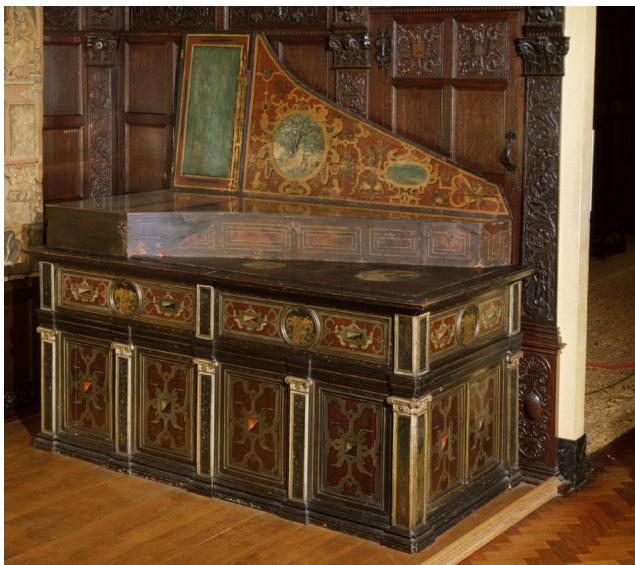 Fig. 25: Lodewjk Theewes, Claviorgan, 1579, Victoria and Albert Museum, 125EE-1890; <https:// collections.vam.ac.uk/item/O60635/the-theewes-claviorgan-claviorgan-theewes-lodewyk/ – image 1> (accessed on 4 March 2025).；Fig. 26: Lodewjk Theewes, Claviorgan, 1579, Victoria and Albert Museum, 125EE-1890, lid; <https:// collections.vam.ac.uk/item/O60635/the-theewes-claviorgan-claviorgan-theewes-lodewyk/ – image 2> (accessed on 4 March 2025).