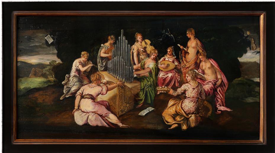 Fig. 39: Jacopo Robusti Tintoretto, The Contest between the Muses and Pierides, c. 1555, oil/wood, 46 x 91 cm, Museo di Castelvecchio Verona, Pallucchini-Rossi Cat. 102; https://commons.wikimedia.org/wiki/File:Jacopo\_tintoretto,\_contesa\_tra\_le\_muse\_e\_le\_pieridi.jpg (accessed on 4 March 2025).