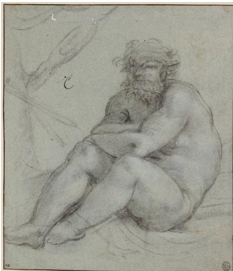 Fig.  46: Annibale Carracci, Bacchus, chalk/ paper, Royal Collection, Windsor, RCIN 901784; <https://www.rct.uk/collection/search#/8/ collection/901784> (accessed on 4 March 2025).；Fig. 47: Annibale Carracci, Seated Silen, 1595/99, pierre noir/paper, 27.3 x 23.5  cm, Louvre, Paris, 7338r; <http://arts-graphiques.louvre. fr/detail/oeuvres/3/4256-Silene-assis-max> (accessed on 4 March 2025).；Fig.  48: Ancient copy after Heliodorus, Pan and Daphnis, c.  100  BC, marble, National Archaeological Museum, Naples, 6329; <https:// commons.wikimedia.org/wiki/File:Ottův_ slovn%C3%ADk_naučný_-_obrázek_č._2999. JPG> (accessed on 4 March 2025).