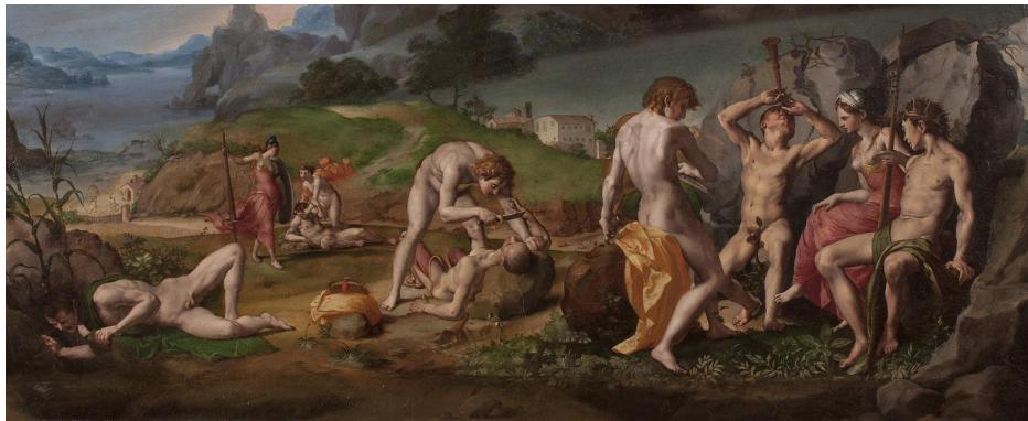 Fig. 52: Angelo Bronzino, The Flaying of Marsyas, 1531/32 (?), oil/canvas (transferred from panel), 48 x 119 cm, Hermitage Museum, St. Petersburg, 250; <https://commons.wikimedia.org/wiki/ File:Angelo_Bronzino_-_Sfida_tra_apollo_e_marsia.jpg> (accessed on 4 March 2025).