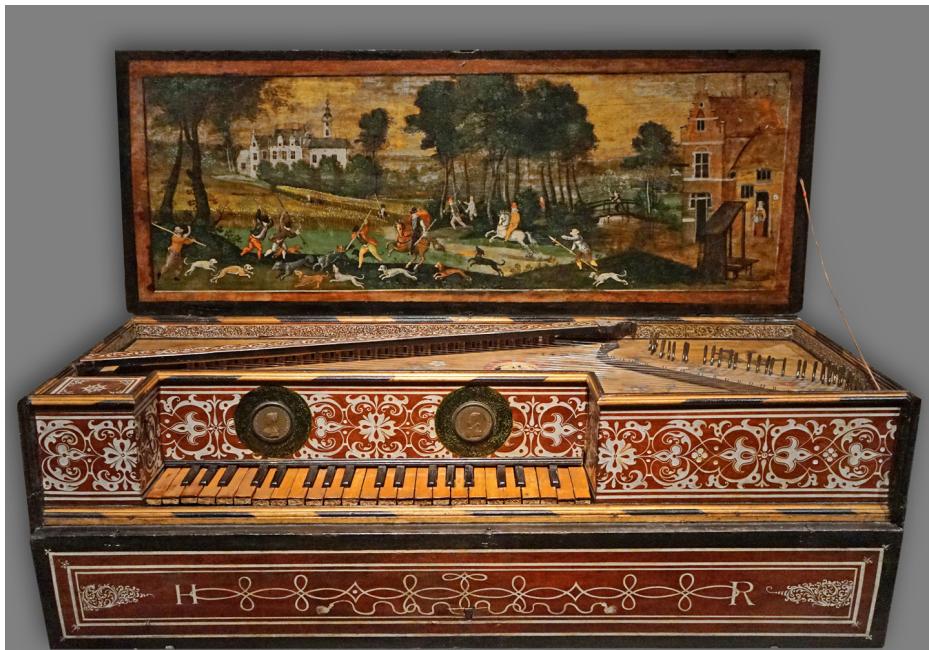 Fig.  64: Hans Ruckers, Virginal, 1583, Musée de la Musique, Paris, E.986.12; <https://commons.wikimedia.org/wiki/File:Virginale_%28Musée_de_la_musique,_Philharmonie_de_ Paris%29_%2816147420450%29.jpg> (accessed on 4 March 2025).