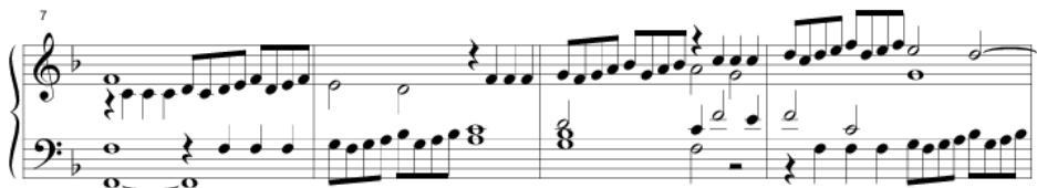 Ex. 8: Andrea Gabrieli, ‘Canzon ariosa’, bb. 1–10, from Il terzo libro de ricercari (Venice: Angelo Gardano, 1596) fol.  30r-v (author’s transcription), https://doi.org/10.3931/e-rara-55399 (accessed on 27 August 2024).