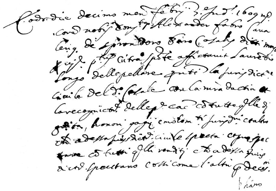 Fig. 3: ASN, Notai del Cinquecento, scheda 437 (notaio Lutio Capezzuto), protocollo 24, 10 febbraio 1609, fol 102v–104r.