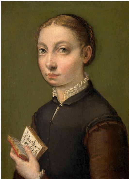 Fig.  3: Sofonisba Anguissola, Self-Portrait (1554), 19.5 x 14.5 cm, Kunsthistorisches Museum Wien, Gemälde­­ galerie, Inv.  no.  285, <http://www. khm.at/de/object/66/> (accessed on 24 August 2024).