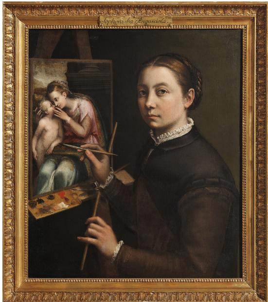 Fig.  4: Sofonisba Anguissola, Self-Portrait at the Easel (c.  1556), oil on canvas, 65.5 x 59 cm, Muzeum-Zamek, Łańcucie.