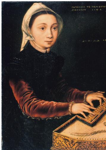 Fig. 2: Catharina van Hemessen, Girl at the Virginal, 1548, oil/wood, 30.5 x 24.3  cm, Wallraf-Richartz-Museum, Cologne, WRM 0654; <https://commons.wikimedia.org/ wiki/Category:Young_woman_playing_a_virginal_ by_Catharina_van_Hemessen?uselang=de> (accessed on 4 March 2025).