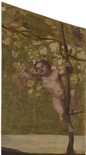 Fig. 13: Annibale (and Agostino?) Carracci, Silenus Gathering Grapes, part 2, 1597–1600, oil/wood, 54.5 x 88.5 cm, National Gallery London, NG93.2; <https://www.nationalgallery. org.uk/paintings/annibale-carracci-young-satyr-gathering-grapes> (accessed on 4 March 2025).