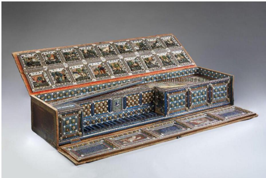 Fig. 20: Anon., The Glass Virginal, c. 1600, Victoria and Albert Museum, 402-1872; https://collections.vam.ac.uk/item/O58892/the-glass-virginal-virginal-unknown/ (accessed on 4 March 2025).