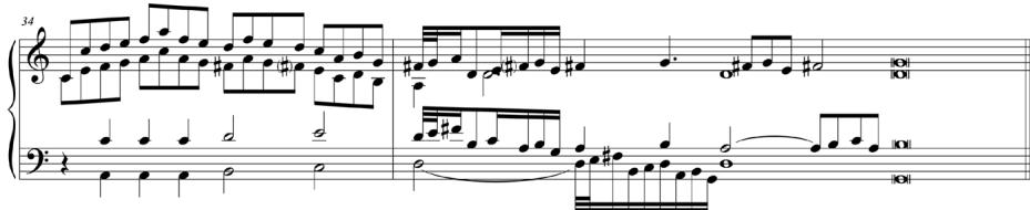 b) Ascanio Mayone, ‘Canzon Francese terza’, mm. 34–35, transcribed from Mayone, Primo libro di diversi capricci per sonare (Naples: Constantino Vitale, 1603), 22–6, <https://imslp.org/wiki/ Special:ReverseLookup/501050> (accessed on 31 Oct. 2024).