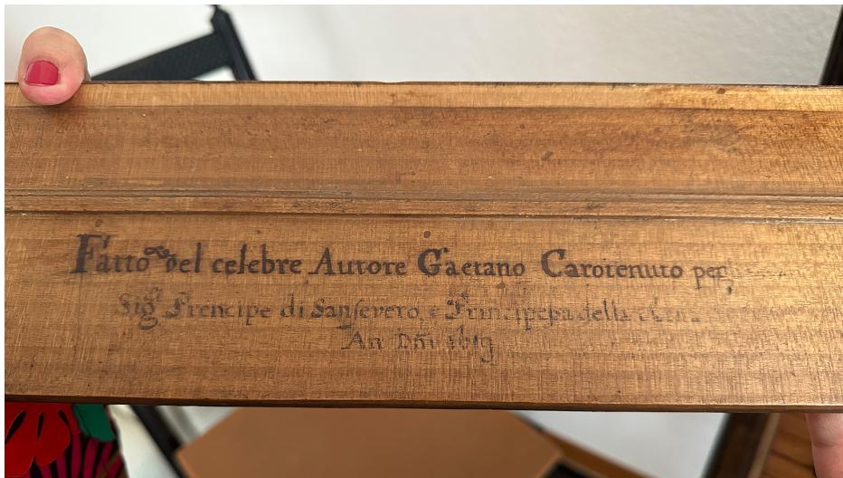 Fig. 9: Cembalo Sansevero, nameboard verso (Photo: P. Erdas).