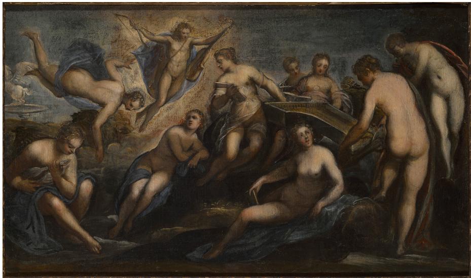 Fig.  2: Jacopo Tintoretto or Domenico Tintoretto, Apollo and the Muses (c.  1580), Indianapolis Museum of Art, Indiana, Inv.  no. 2014.82, https://collections.discovernewfields.org/art/artwork/76671 (accessed on 20 July 2024).