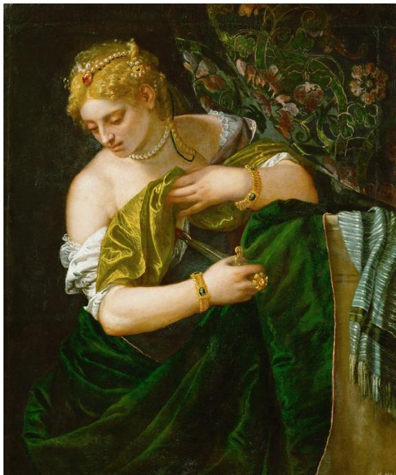 Fig.  11: Paolo Veronese, Lucretia (c.  1582/83), Kunsthistorisches Museum, Vienna, Inv.  no. Gemäldegalerie 1561, http://www.khm.at/en/object/389/ (accessed on 20 July 2024).