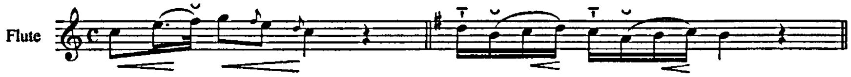 Example 5.34: Quantz, demonstrating nuanced slurs (Quantz, 1752: 140 and 142, table IX figure ll and table X figure n).