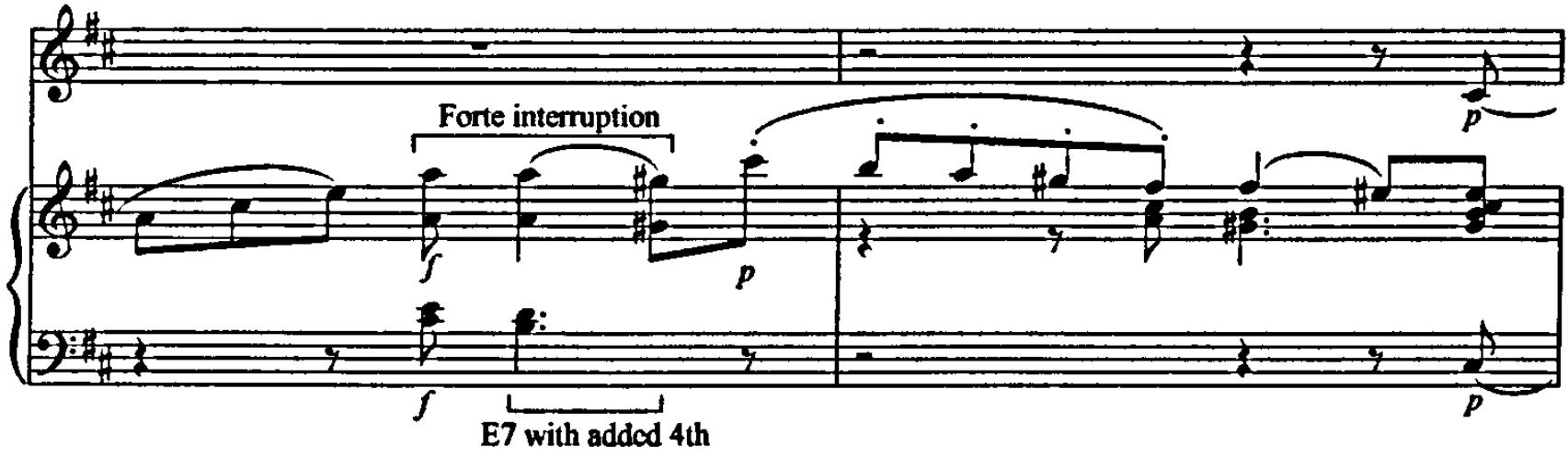 A sudden emphasis is also notated in bar 69 (see example 5.67). Here, as in bar 19, a rising slurred figure in both the violin and keyboard parts should be performed with a diminuendo, meaning that the forte major version of this theme (the upbeat to bar 70) confidently and suddenly breaks the sombre effect of B minor.