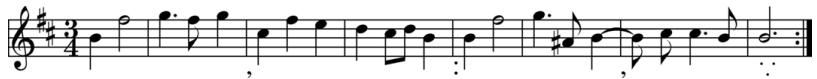 Example 5.20. The tie in Mattheson’s punctuated minuet. From Der vollkommene Capellmeister, p. 224.