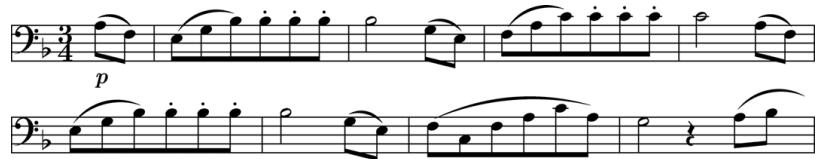 Example 5.22. Mozart, Wind Serenade in B-flat Major, K.361, 4th movement, Trio II, bars $9 ^ { - 1 6 }$