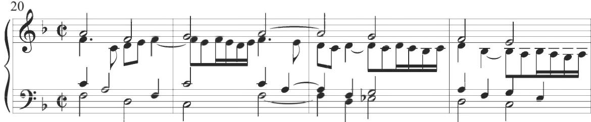 Cabezón, Diferencias sobre el &lsquo;Canto del Cavallero&rsquo;, mm. 20-23