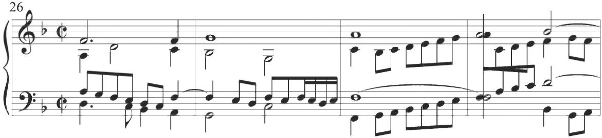 Cabezón, Diferencias sobre el &lsquo;Canto del Cavallero&rsquo;, mm. 26-29