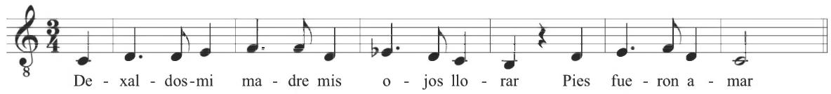 Salinas, Dexaldos mi madre；A further adaptation of the original theme is found in an earlier Spanish work of Francisco de Ocaña, entitled “Otro villancico” and published in the Cancionera para cantar la noche de Navidad, y las Fiestas de Pascua in Alcalá in 1603. $^{5}$