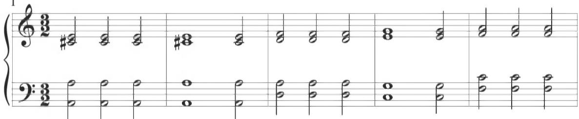 A further example of the initial anacrusis appears at the beginning of Cabezón&rsquo;s Diferencias sobre el ‘Canto del Cavallero’. The dotted musical line within the tenor voice in the eighth measure of Mayone’s composition also occurs throughout the Spanish musician’s variations, and is specifically observed in the lower voices within the initial measures of the Diferencias sobre el ‘Canto del Cavallero’, as shown below.
